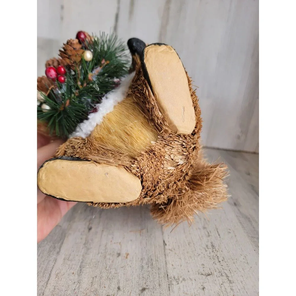 pier 1 Bristle brush squirrel sweater wreath unique home decor Xmas animal winte